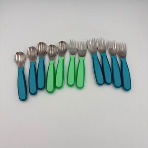 NUK Baby Toddler Utensils Set Spoons Forks Blue Green Child Feeding